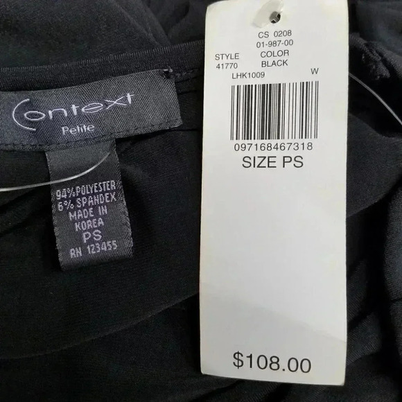 Context NWT Pleated Black Trapeze Shift Dress Oversized Petite Small - Picture 9 of 10